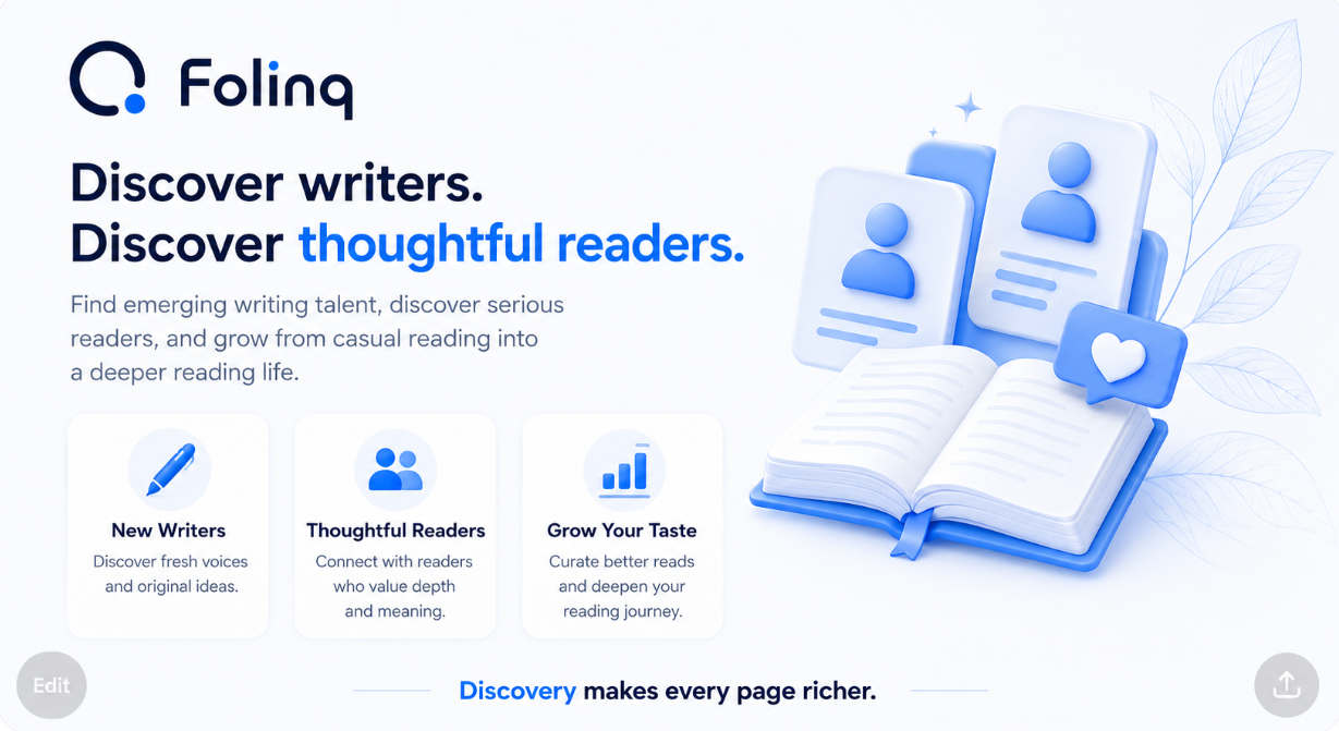 Discover writers. Discover thoughtful readers.